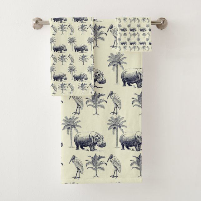 Nile River Botanical Pattern Bath Towel Set (Insitu)