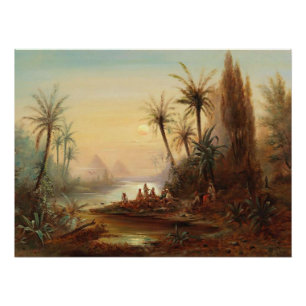 Nile River Sunset Painting Romantic Vintage Poster