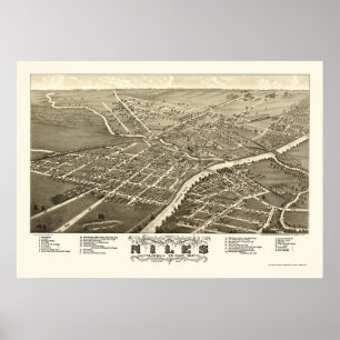 Niles, OH Panoramic Map - 1882 Poster