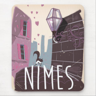 Nîmes France Cartoon travel poster Mouse Mat