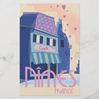 Nîmes France travel poster print. Stationery
