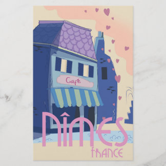 Nîmes France travel poster print. Stationery