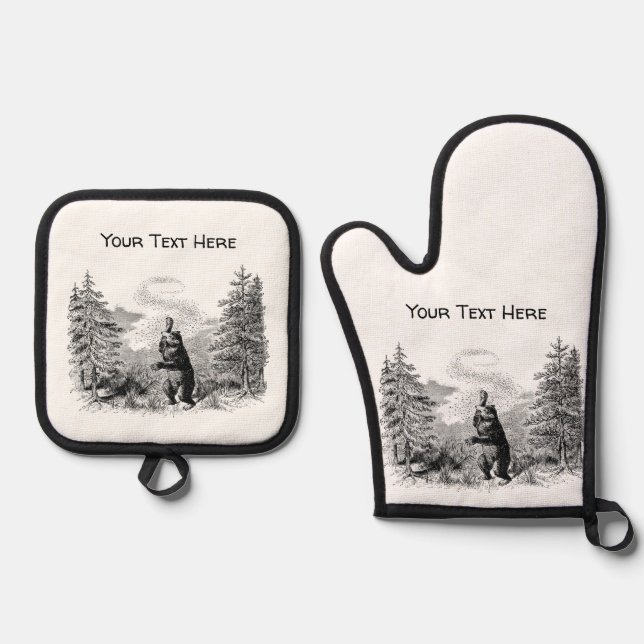 Nimrod - Bear and Bees Oven Mitt & Pot Holder Set (Front)