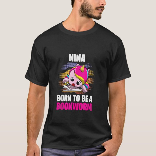 Nina Born To Be A Bookworm Personalised T-Shirt (Front)