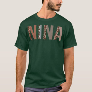 Nina Leopard Print Mum Cute Mothers Day Funny Gran T-Shirt