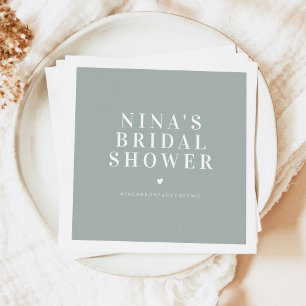 NINA Minimalist Bohemian Sage Green Bridal Shower Napkin