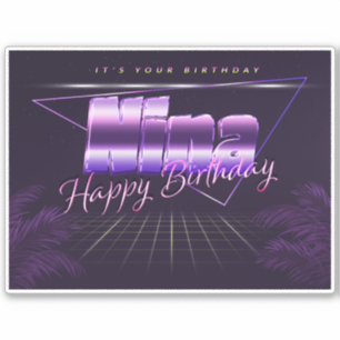 Nina Name Vorname lila retro Sticker Geburtstag