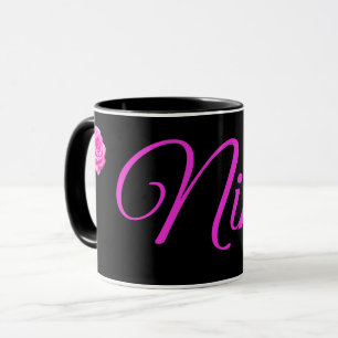 Nina, Name With Pink Roses,   Mug
