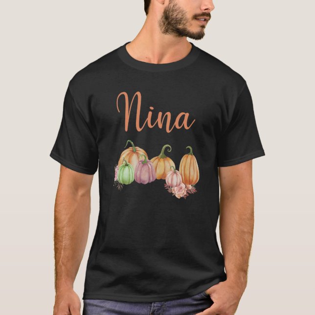 Nina Of Little Pumpkin First Birthday Autumn Pumpk T-Shirt (Front)