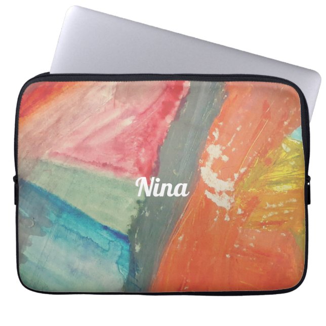 Nina Personalised Sunset Abstract Art Laptop Sleeve (Front)