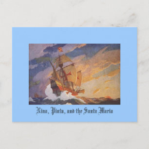 Nina, Pinta, and the Santa Maria Postcard