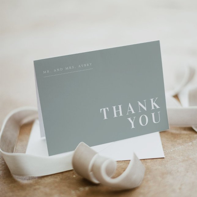 NINA | Sage Green Bohemian Minimal Thank You Card (Creator Uploaded)