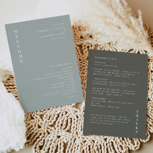 NINA Sage Green Minimal Bohemian Wedding Program Invitation