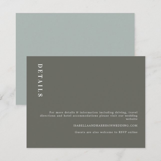 NINA Sage Green Minimalist Bohemian Details Card (Front/Back)
