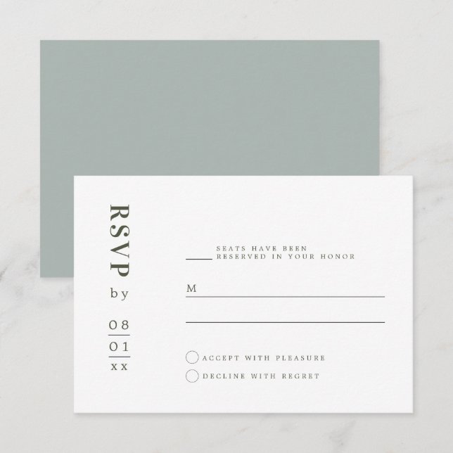 NINA Sage Green Minimalist Bohemian RSVP Card (Front/Back)