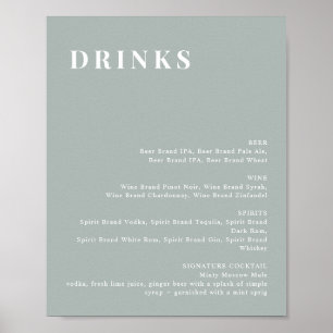 NINA Sage Green Modern Bar Menu Sign