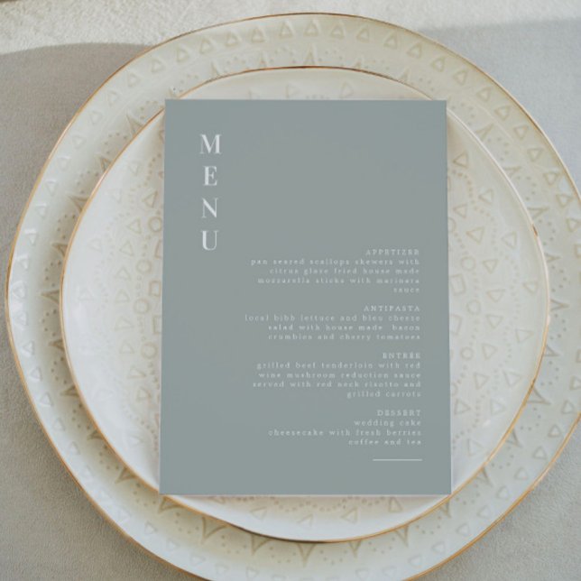NINA | Sage Green Modern Minimalist Boho Menu Invitation (Creator Uploaded)