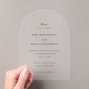Nina Simple Elegant Wedding Save the Date Acrylic Invitations