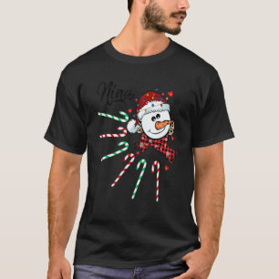 Nina Snowman Candy Cane Christmas Xmas Funny T-Shirt