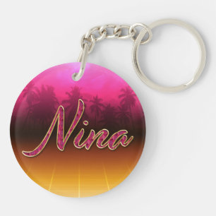 Nina Vorname Name golden pink Schlüsselanhänger Key Ring