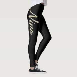 Nina white gold Handwriting trousers Leggings