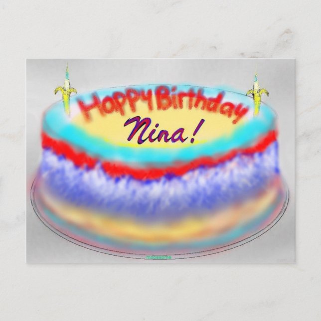Nina's Birthday Cake Postcard (Front)