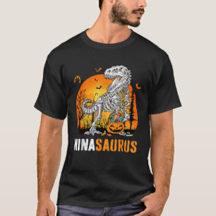 Ninasaurus Dinosaur Skeleton Halloween Nina Saurus T-Shirt