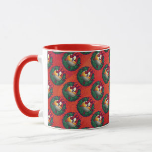 Nine Ball in Christmas Wreath Pattern on Red Mug