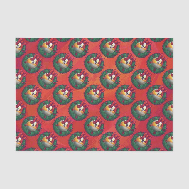 Nine Ball in Christmas Wreath Pattern on Red Tissue Paper (Front)