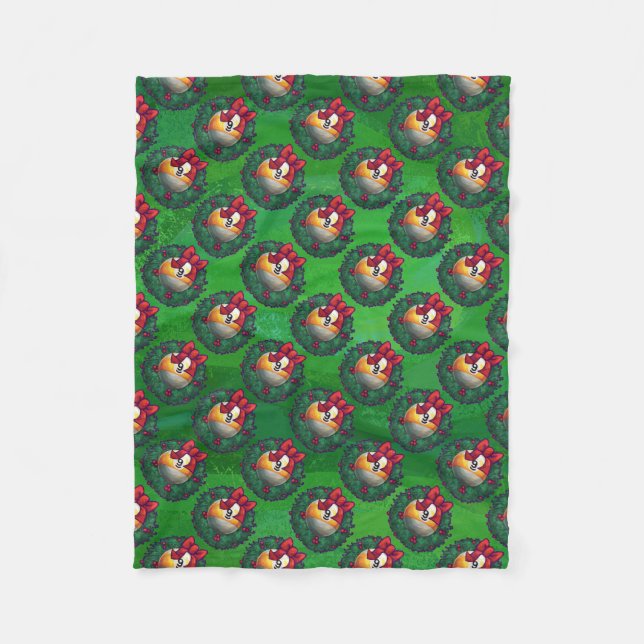 Nine Ball in Wreath Pattern on Green Fleece Blanket (Front)