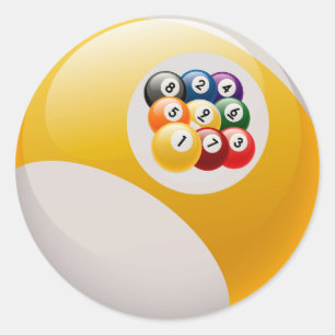 NINE BALL RACK BILLIARDS BALL CLASSIC ROUND STICKER