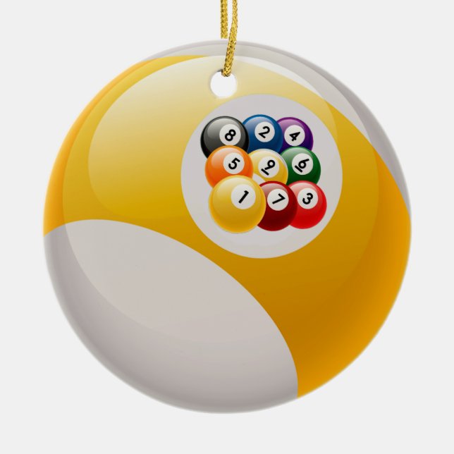 NINE BALL RACK BILLIARDS BALL ORNAMENT (Front)