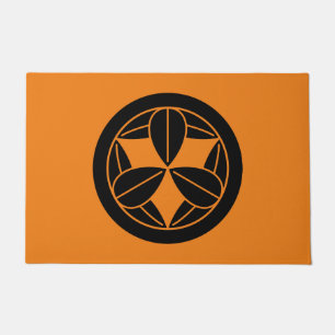 Nine bamboo leaves in circle doormat