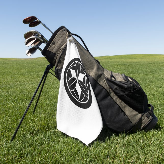 Nine bamboo leaves in circle Golf Towels (Green)