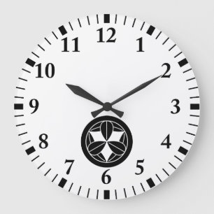 Nine bamboo leaves in circle large clock