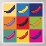 Nine Bananas Pop Art Gay Poster<br><div class="desc">Pop art nine bananas poster</div>