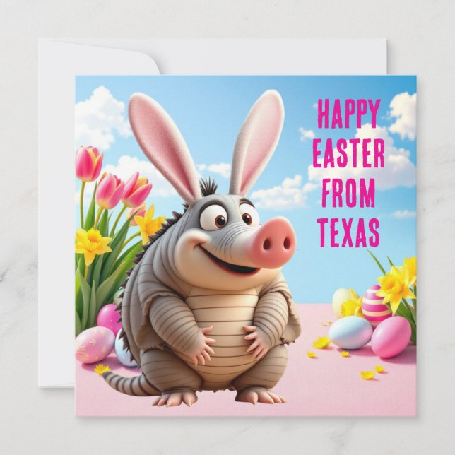 Nine-banded armadillo with rabbit ears holiday card (Front)