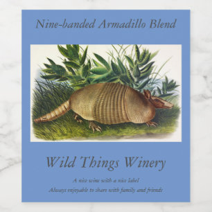 Nine-Banded, Long-nosed Armadillo by Audubon Wine Label