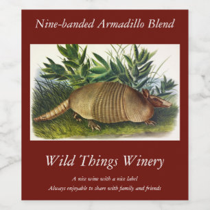 Nine-Banded, Long-nosed Armadillo by Audubon Wine Label