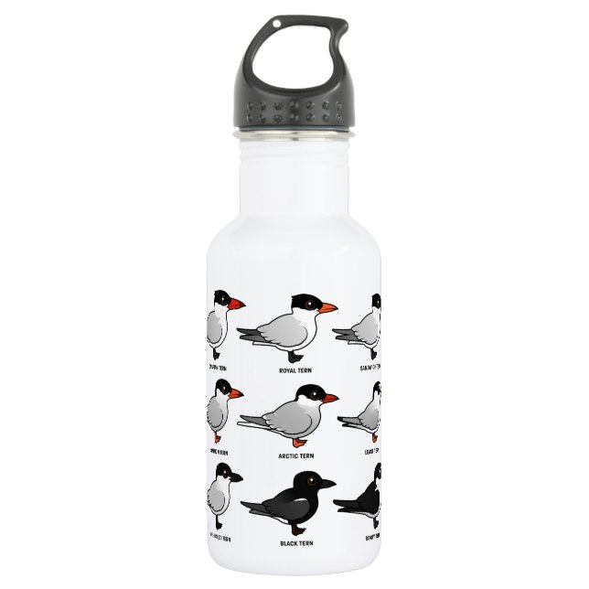 Nine Birdorable Terns (labelled) 532 Ml Water Bottle (Front)