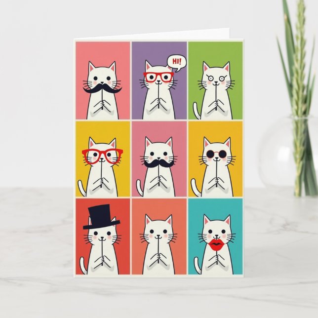 Nine Cats Birthday Costume Card (Front)