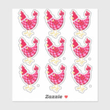 Nine Chequered Hens - Stickers