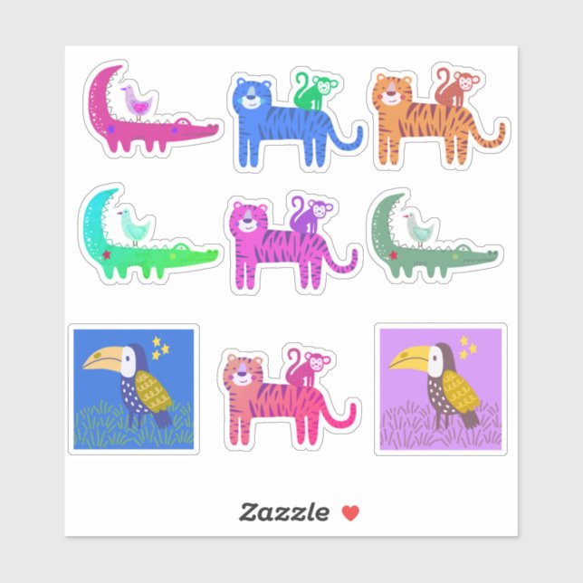 Nine Colourful Cute Assorted Animals and Birds (Sheet)
