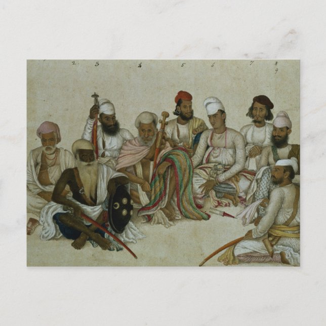 Nine courtiers and servants of the Raja Postcard (Front)