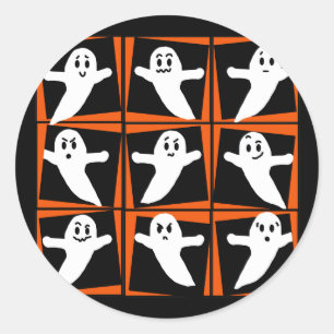 Nine Cute Ghosts Classic Round Sticker
