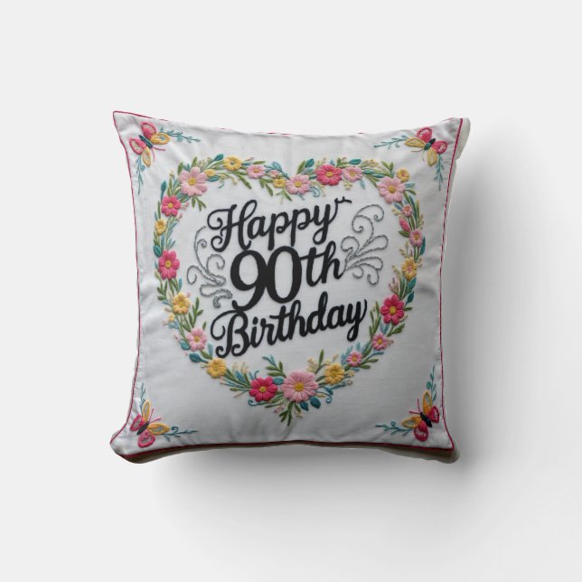  “Nine Decades of Joy” Throw Pillow: Celebrate a L Cushion (Front)