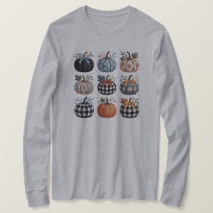 Nine Decorative Pumpkins Embroidery T-Shirt