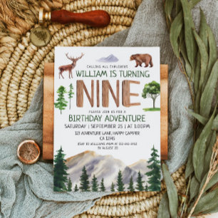 Nine Explorer Boy Birthday  Invitation