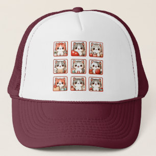 Nine Feline Emotions Trucker Hat