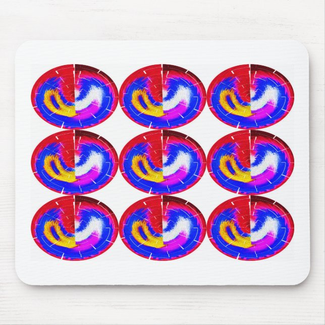 Nine flying saucers art mouse mat (Front)